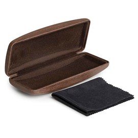 Edison & King Sturdy Glasses Case with Cleaning Cloth, Wood effect brown, One Size