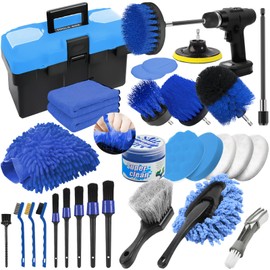 ALFLOD 30Pcs Car Detailing Kit, Car Wash Cleaning Kit, Auto Detailing Drill Brush Set, Car Cleaning Tools Kit, Car Cleaning Supplies for Interior, Exterior, Wheels, Windows