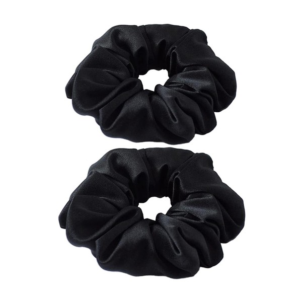 100% Silk Scrunchies for hair, HapHeara Hair Scrunchies 2 Pack,