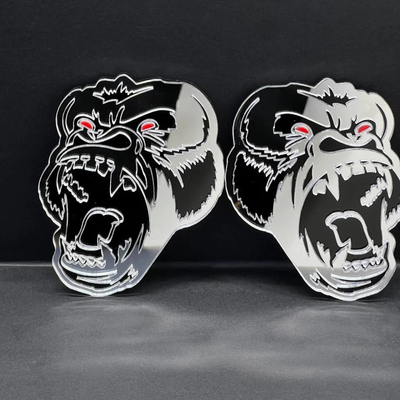 Emblem Badge Gorilla Mirror Emblem Badges Car Truck (2 BADGES)
