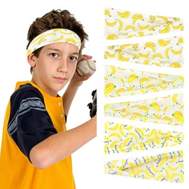 6 Pack Sport Headbands Stretchy Elastic Hair Bands Hair Warp for Yoga Running Sports Daily (Banana)