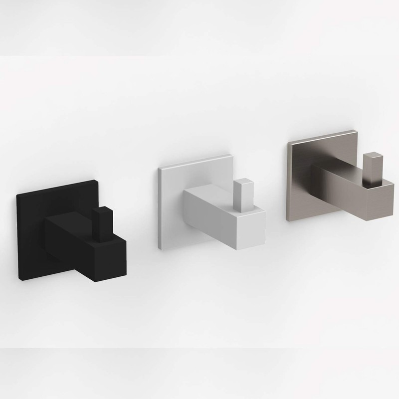 Kon-fort Home Square Bathroom White Towel Hook, 2 Pack Bathroom