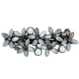 mefeny Women's Hair Clip, Barrette, Pearl, Flowers, Glitter, Hair Accessory, For Weddings, Parties, School Entrance Ceremonies, Invitations, Graduation Ceremonies, Coming of Age Ceremonies (Navy Blue)