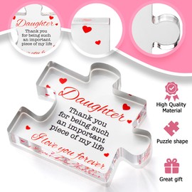 VELENTI VELENTI Daughter Gifts - Engraved Acrylic Block Puzzle Daughter Gift from Mom and Dad - Cute Father, Mother to Daughter Gifts Paperweights, Cool Girl Gifts for Home Dcor