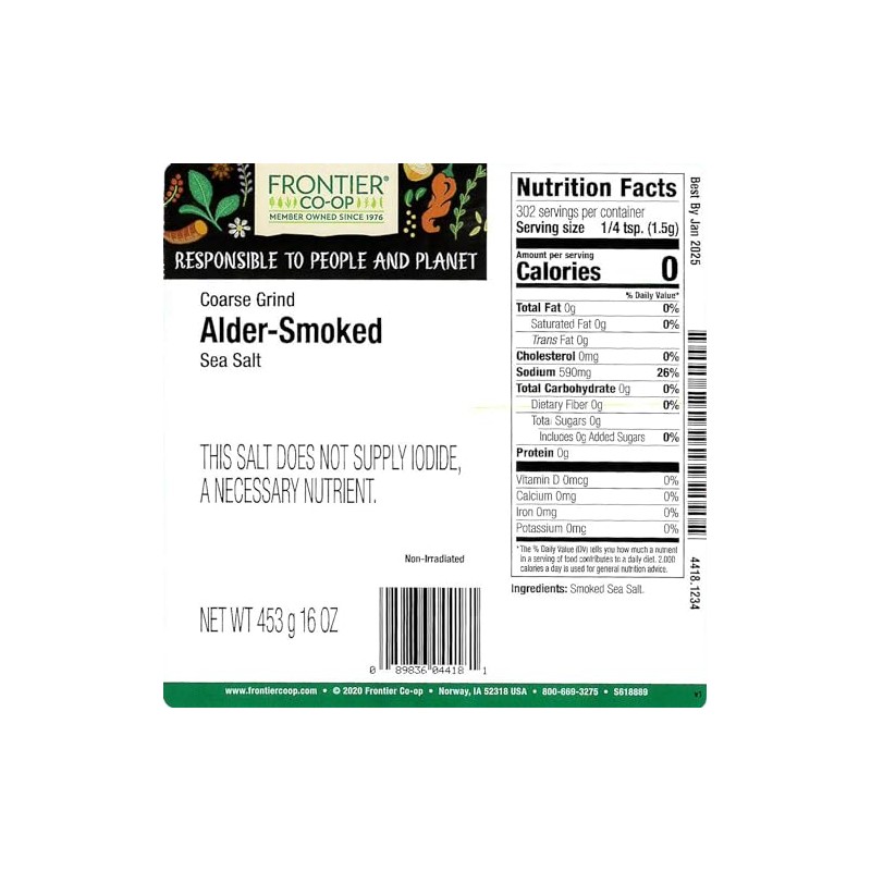 Frontier Co-op Salt, Alder Smoked, Coarse Grind | 1 lb.