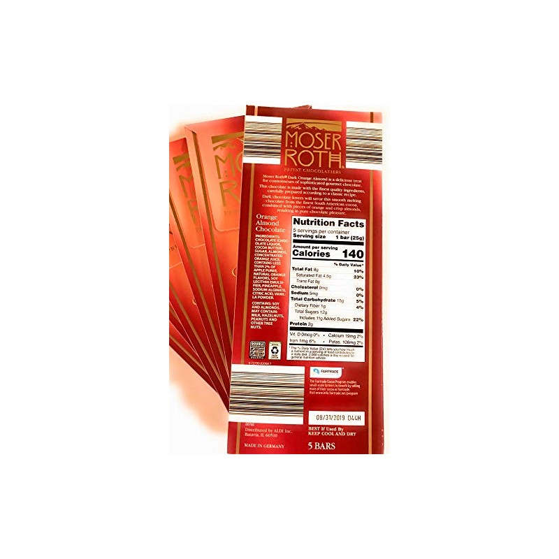 Moser Roth Fine Chocolate pack of 6 (6x4.4oz) -- Orange