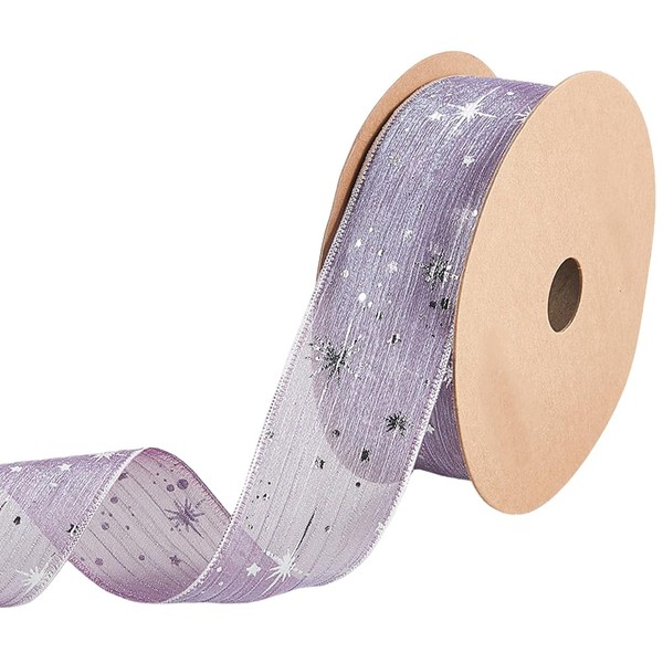 CABODYALS 1 5/8 Inch 20 Yards Light Purple Star Printed