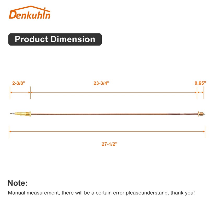 Denkuhin Heat-n-glo Heatilator Thermocouple 27" for Robertshaw Direct Vent Fireplace