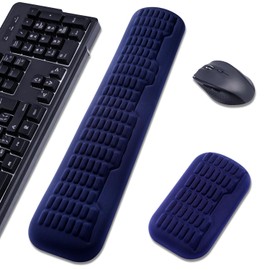 UnivoColors Full-Sized Keyboard & Mouse Wrist Rest Set-Ergonomic 3.0 Upgrade,Wave Curve Support,Comfortable Support & Fatigue Relief,Non-Slip Base,Perfect for Work & Gaming(Navy)