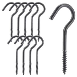 Wright Products Ceiling Hook, 10-Pack, 3.38 inch x .25 inch, Heavy-Duty, Weather Resistant for Indoor or Outdoor Use, for Hanging Plants, Lights, and Decorations - Matte Black