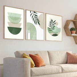 LXTOPN 3er Bohemian Poster Set, Moderne Wandbilder Poster für Wohnzimmer Schlafzimmer Deko, ohne Rahmen Grüne Pflanze Bilder