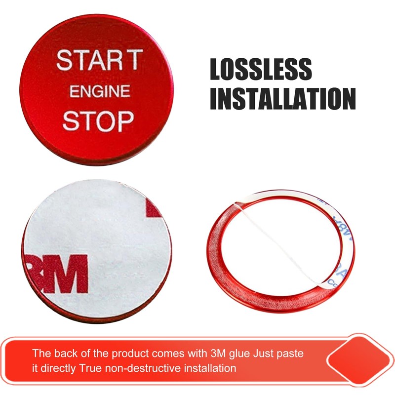 2 PCS Car Button Starter Cover, Ignition Ring Cover Interior
