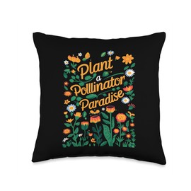 Pollinator Garden Design Wildlife Flowers Native Plants Throw Pillow