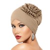 Women’s Turban Hat with Flower – Soft Elastic Head Wrap