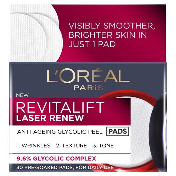 L'Oreal Paris Revitalift Laser Renew Anti Ageing Glycolic Acid Peel Pads x 30