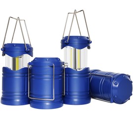 Lichamp LED Camping Lantern, 4 Pack Battery Powered Flashlight for Power Outages, Portable Collapsible Hanging Light Essential for Home, Outdoor, Emergency Lamp Survival Kit Gear for Hurricane, Blue
