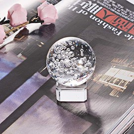 LONGWIN 1.6 Inch Crystal Bubbles Ball Glass Decorative Balls with Stand
