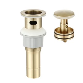 Shile Bathroom Sink Drain with Overflow Brushed Gold Stainless Steel Pop Up Sink Stopper with Detachable Basket Stopper Anti-Clogging Function