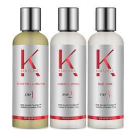 Keralove Keratin Hair Protein Treatment Complex Blowout Kit 4oz | Tratamiento de Keratina Queratina para Reparar/Alisar/Hidratar | Vegan, Sulfate Free | Made in U.S.A.