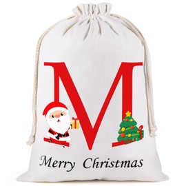 OLIKER Christmas Gift Bags,Christmas Santa Sack, Monogrammed Drawstring Bag, Christmas Party Supplies, Christmas Decorations 11.81 inch x 15.74 inch (M)