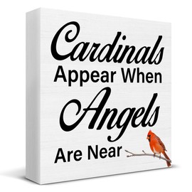 Memorial Decor Sympathy Gift for Loss of Loved One Cardinals Appear When Angels Are Near Wooden Sign Cardinals Decor for Home Bedroom Garden Desk Shelf 5 x 5 Inches, Cardinals Gifts