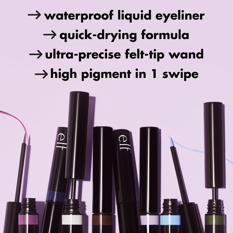 e.l.f. H2O Proof Inkwell Eyeliner Pen, High-pigment, Waterproof Liquid Eyeliner,