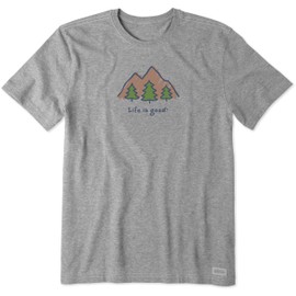 Life is Good. Mens Crusher Tee Lig Mountains, Heather Gray-XXL