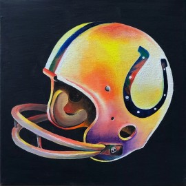 Chris 51 painting print 12x12 Indianapolis Baltimore Colts throwback Helmet
