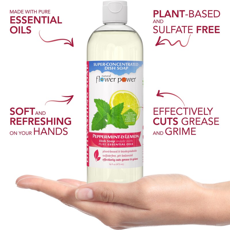 Natural Flower Power - Plant-Derived Dish Soap - Sulfate-Free, Bio-Based,