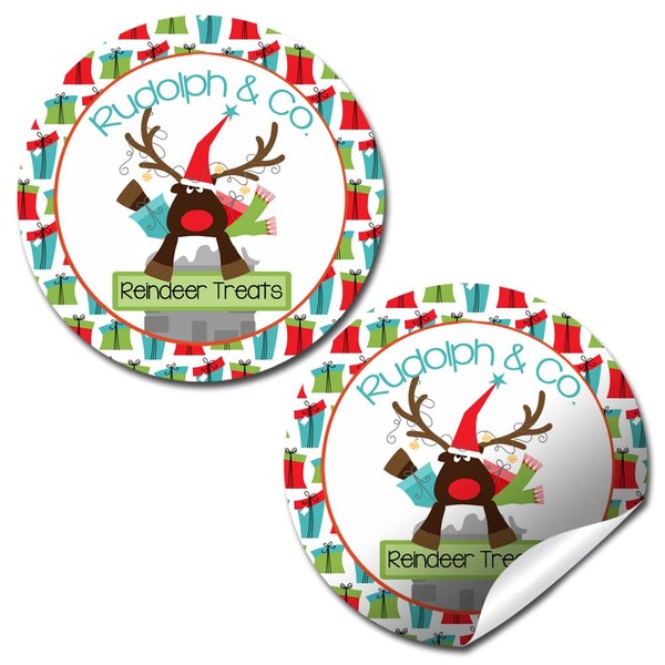 Rudolph & Co. Reindeer Treats Christmas Holiday Sticker Labels, Total