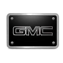 iPick Image Made for GMC 3D Logo in Black Inlay on Black Billet Aluminum 2 inch Tow Hitch Cover