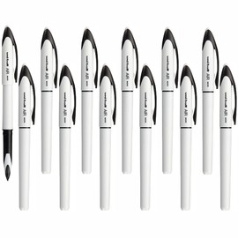 12 x Uni-Ball Air Rollerball Pen | With Unique Pressure Sensitive Air-Tip which Adjusts Line Thickness | 0.5mm Fine Point Nib, Black Ink