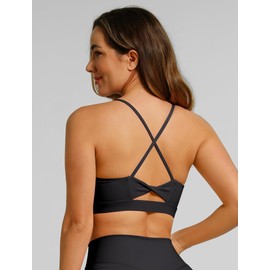 ABOCIW Sports Bras for Women Strappy Twist Front Sports Bra Criss Cross Back Padded Workout Tank Tops Medium Support Gym Yoga Bra 1 Black Small