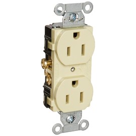 Hubbell CR15I Duplex Receptacle, Common Ground, 15 amp, 125V, 5-15R, Ivory (Pack of 10)