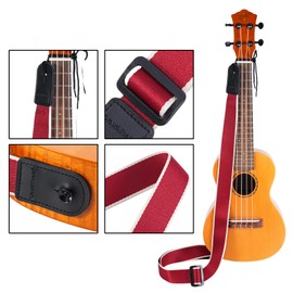 CLOUDMUSIC Ukulele Strap Tenor Concert Soprano Baritone Coloful Hawaii Floral Patterns For Adult Size Kids(Red)