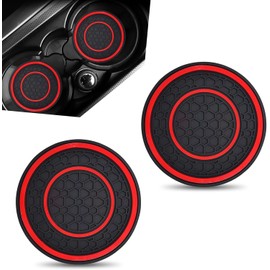 2PCS red car cup holder coaster - non-slip shockproof plastic mats - insulated and universal car cup holder insert, fits most cars, SUVs, and trucks
