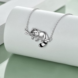 Red Panda Necklace Sterling Silver Red Panda Pendant Necklaces Cute Red Panda Jewelry Gifts for Women Girls