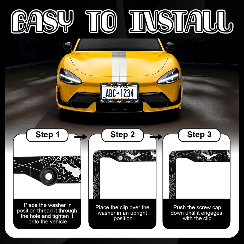 Bat Spider Web License Plate Frame, License Plate Frame Holder,Front
