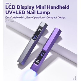 Rolabling LCD UV Light for Gel Nail Two Color Option Handheld UV Light for Gel Nails Mini UV Light Portable Nail Lamp Cordless USB Chargeable Nail Dry Tool (Grey)