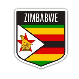 Squiddy Zimbabwe Flag Shield - Vinyl Sticker Decal for Phone, Laptop, Water Bottle (3" high)