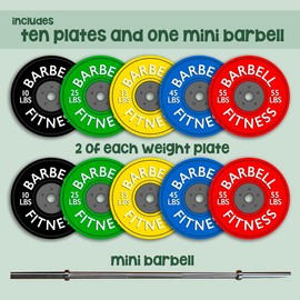 Mini Barbell - Ultimate Gym-Inspired Desk or Shelf Accessory with Removable Weight Plates | Miniature Weightlifting Fitness - Color: Mini Barbell - 10 plates