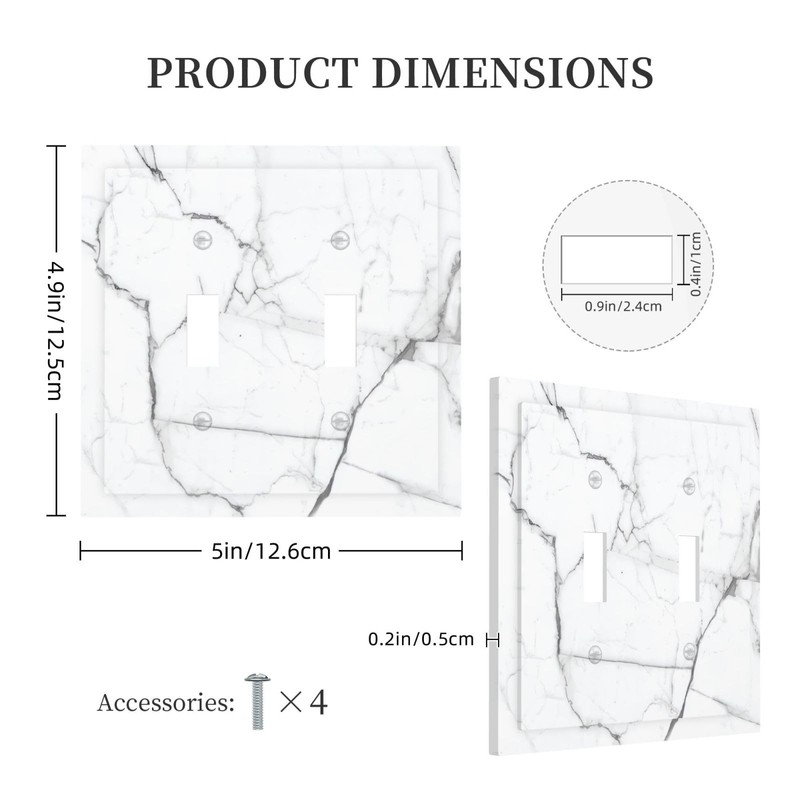 Lhdlnn White Marble Light Switch Cover Decorative Double Toggle Wall