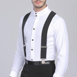 TBSCWYF Men's Braces with Very Strong 4 Clips 50 MM Wide Heavy Duty Suspenders Adjustable and Elastic X Form One Size Fits All Men and Women for Business Wedding Casual