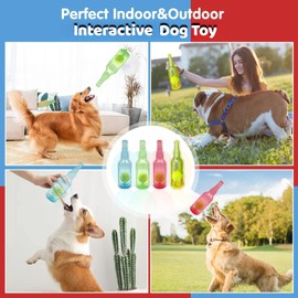 Jatmira Tennis Ball in Bottle Dog Toy [2025 New Upgrade] Reinforced and Thickened Rubber Bottle Dog Chew Toy with Ball Squeaky Fetch Toy Tough (Red, Medium)