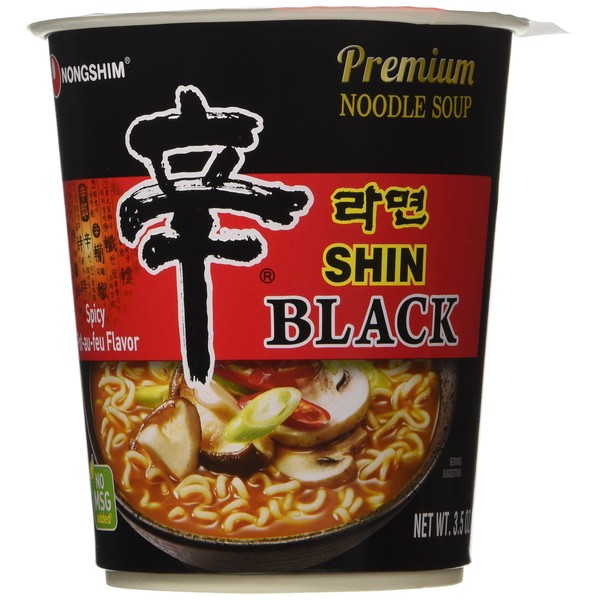 Nongshim Shin Black Premium Noodle Soup, 3.56 oz x 8 Cups