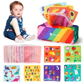 kramow Sensory Toys for Babies 6-12 Months, Baby Soft Toys 0-6 Months, Montessori Toys for 1 Year Old, Tissue Box Toy, Early Education Toy Gift for Newborn Girls Boys