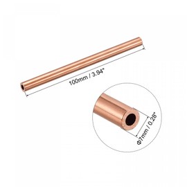 sourcing map Copper Round Tube 7mm OD 1.5mm Wall Thickness 100mm Length Pipe Tubing