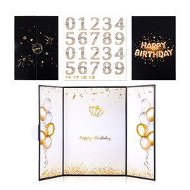 Happy Birthday Signature Book, Birthday Guest Book with Number Stickers Creative Signature Guest Book Birthday Gathering Decorations for Recording the Best Wishes of Friends