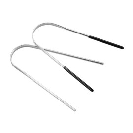 Vtrem 2 Pack Tongue Scraper Surgical Grade Stainless Steel Tongue Cleaner Reusable Lifetime Dental Scrapers Effective Get Rid of Bad Breath, (Silver & Black)