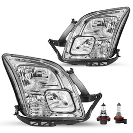 JSBOYAT Headlight Assembly w/Bulbs Fit for 06-09 Ford Fusion Headlamp Replacement Passenger & Driver Side (Chrome Housing with Clear Reflector)